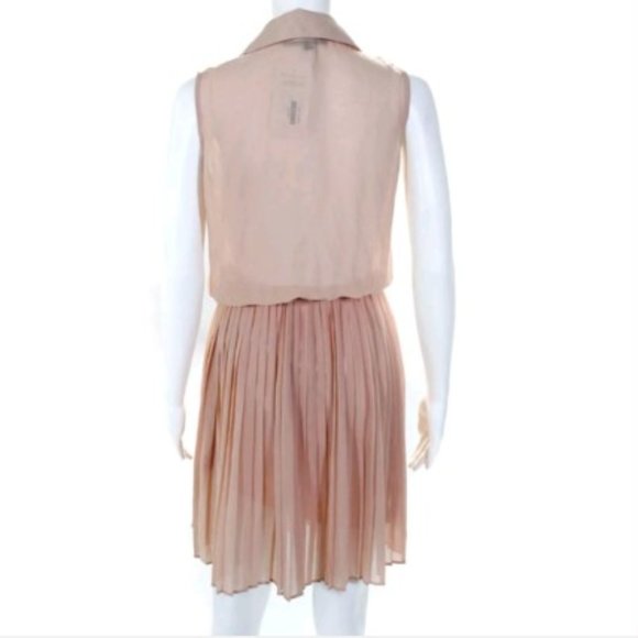 BLAQUE L PINK SHEER SLEEVELESS PLEATED SHIRT DRESS - Picture 2 of 4